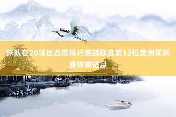 球队在20场比赛后排行英超联赛第13位美洲买球赛体育信息