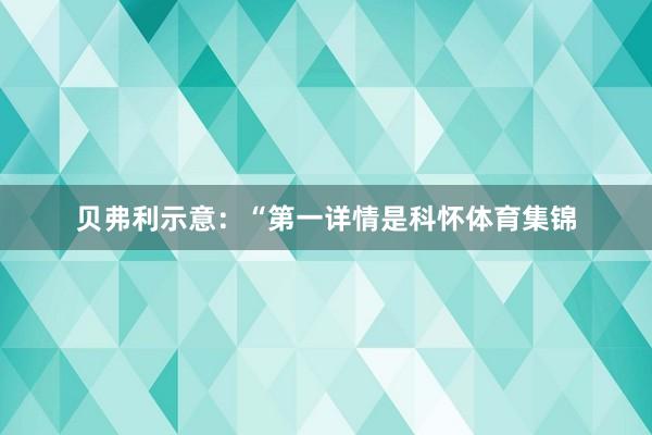 贝弗利示意：“第一详情是科怀体育集锦