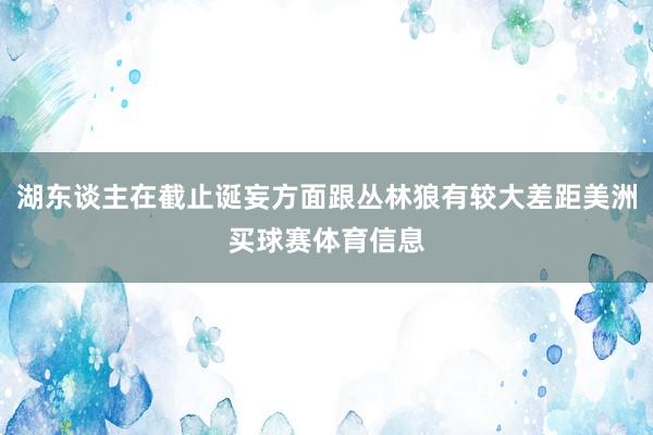 湖东谈主在截止诞妄方面跟丛林狼有较大差距美洲买球赛体育信息