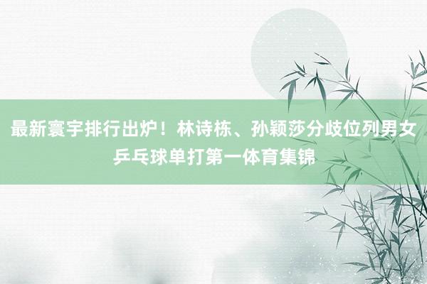 最新寰宇排行出炉！林诗栋、孙颖莎分歧位列男女乒乓球单打第一体育集锦