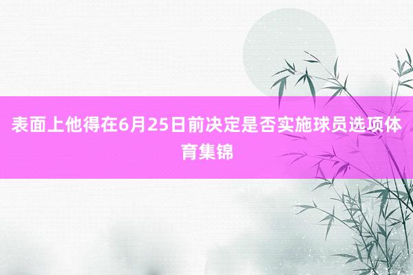 表面上他得在6月25日前决定是否实施球员选项体育集锦
