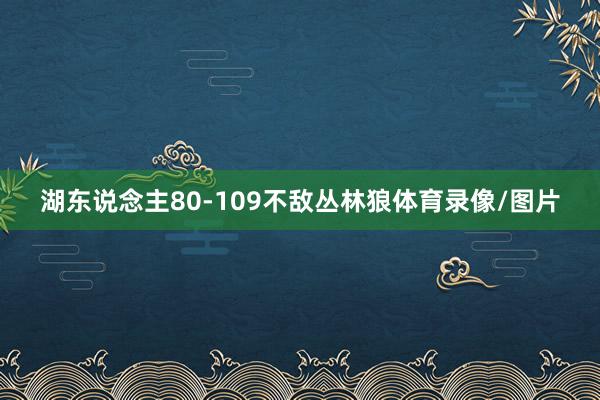 湖东说念主80-109不敌丛林狼体育录像/图片