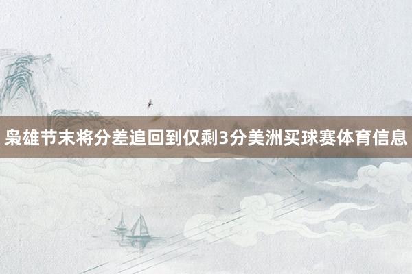 枭雄节末将分差追回到仅剩3分美洲买球赛体育信息
