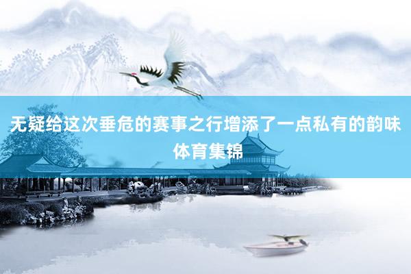 无疑给这次垂危的赛事之行增添了一点私有的韵味 体育集锦