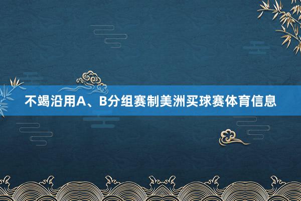 不竭沿用A、B分组赛制美洲买球赛体育信息
